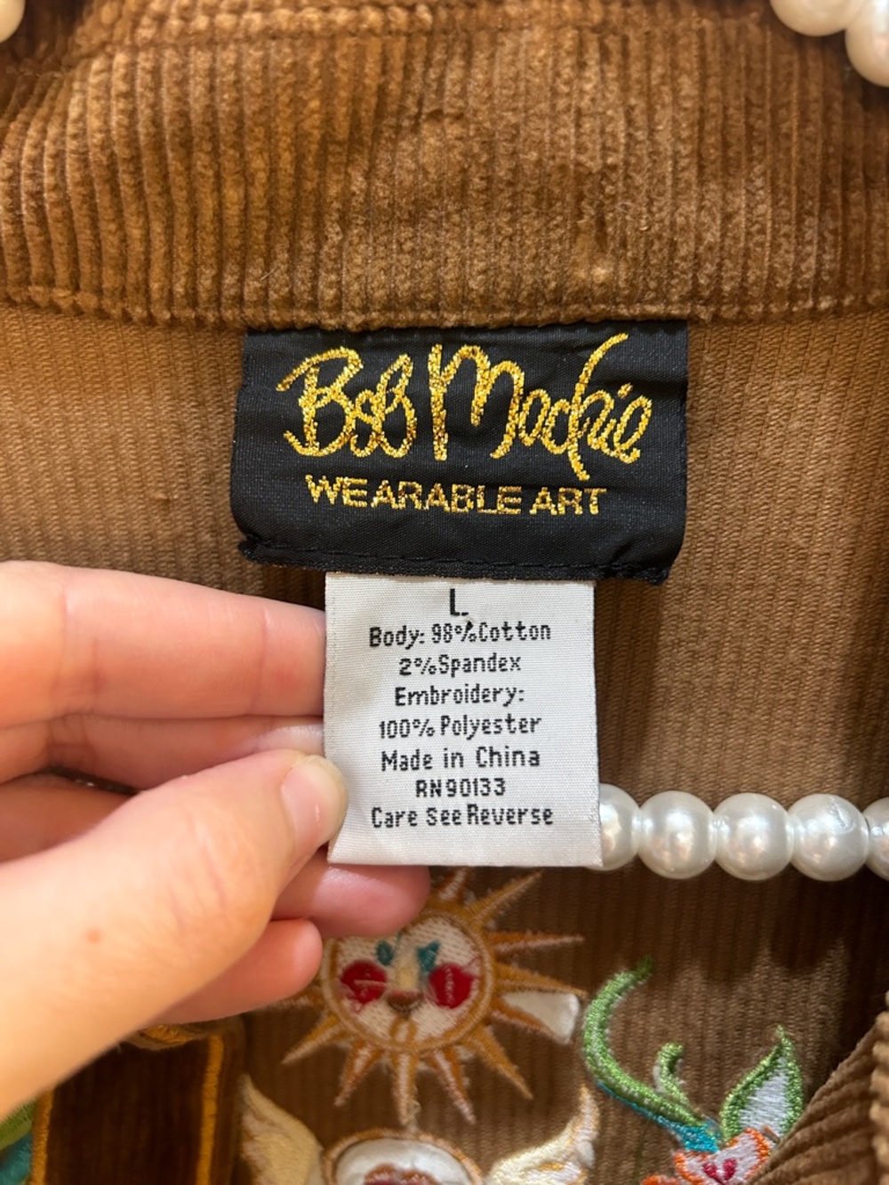 Vintage Bob Macke Embroidered Corduroy Chore Jacket Size Large - Picture 11 of 14